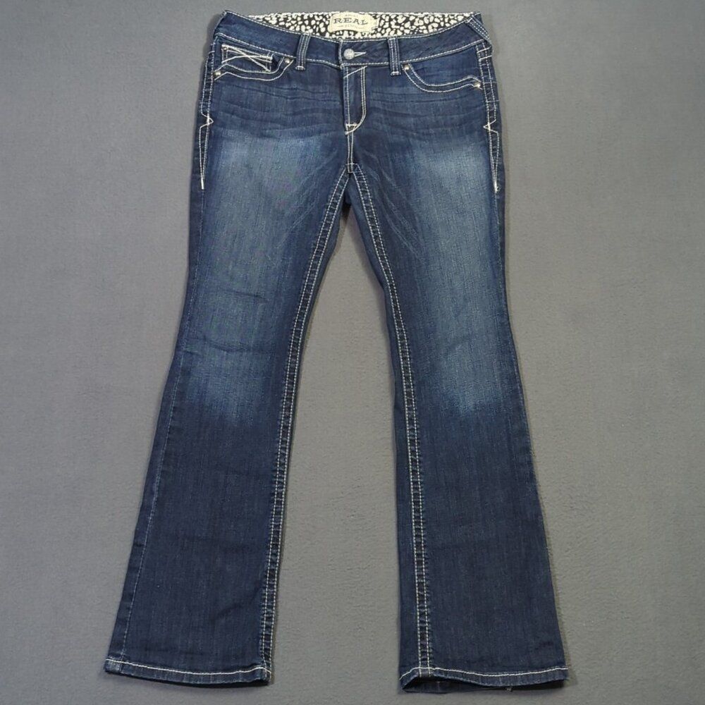 Ariat Jeans Women's 31R Blue R.E.A.L. Low Rise Stretch Rosy Whipstitch Boot Cut